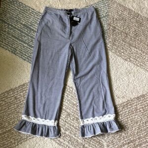 🆕 Maje Blue and White Gingham Lace Pants EU 38 US 4 🆕